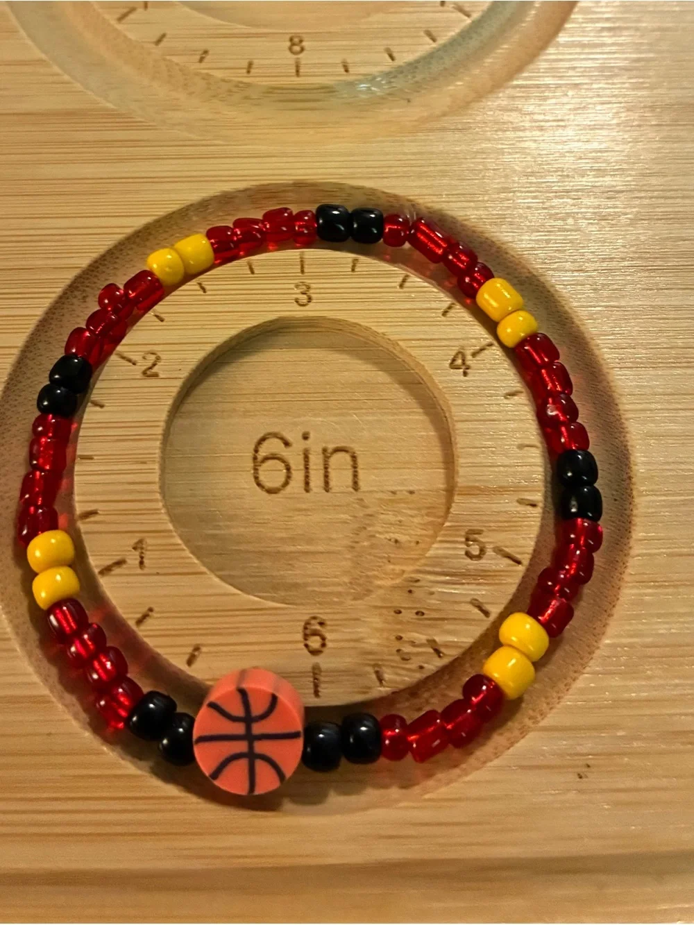 Heat Basketball Beaded Bracelet Set in Red, Yellow & Black